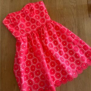 Floral Pink Strapless Dress